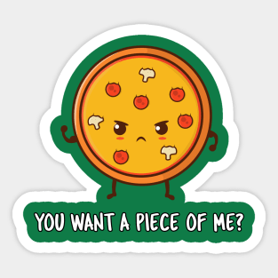 Funny Tough Pizza Cartoon - Humor Cute Graphic Sticker